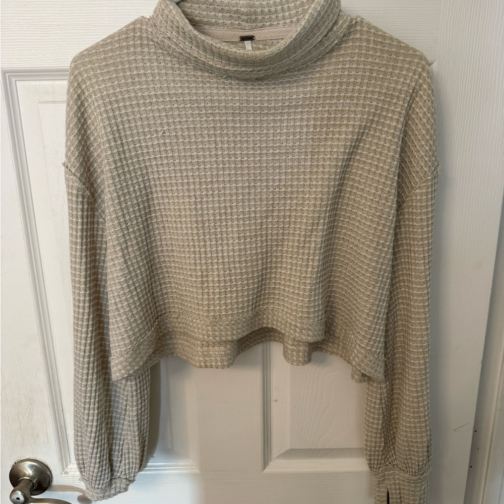 Free People Cream Cowl Neck Sweater